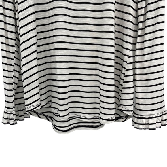 Maurices Striped Shirt Ruffle Cuffs Black White Size Large - Picture 6 of 10